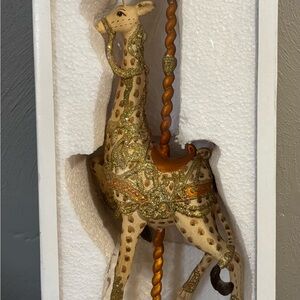 vintage Mark Roberts Collection giraffe carousel glitter candlestick